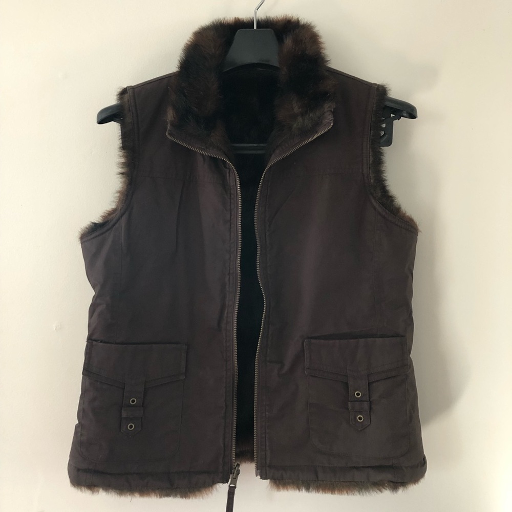 Old Navy Reversible Faur Fur Vest One Side